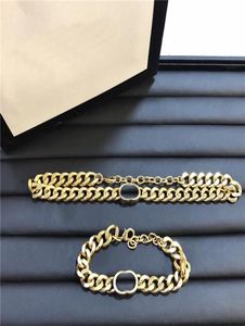 Fashion Chain Necklace Double Letters Designer Bracelet Men Necklace Women Brand Pendants Luxury Chain Jewelry Sets Hip Hop Bracel3790176