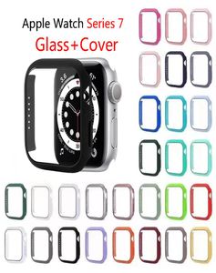 Glasomslag för Apple Watch Series 7 6 5 4 3 2 45mm 41mm 42mm 38mm Hard PC HD Hemperad stötfångare Skärmskydd Fodral Iwatch 79460825