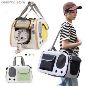 Cat Carriers Crates Hus Portable Pet Do Carrier BA Portable Foldble Shoulder BA Outdoor Handba Transport BA för små DOS CATS PET -leveranser L49