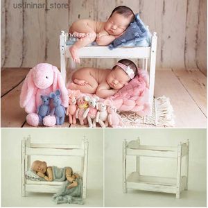 Crib per bambini Dvotinst Nustorn Fotography Props per bambino in posa a doppio strato Mini letto in legno gemelli Accessori Accessori Studio STUALI POTO POTO L416