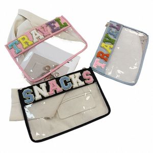 patch di lettere calde trasparenti sacche di cosmetica in PVC frizione donne trasparente per viaggi per campeggio cosmetico sacchetti per trucco per il trucco f8l9#
