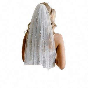 v05 Classic Pearls Bridal Veils with Comb Wedding Veil Cathedral Length Single Tier Raw Edge Beauty Bride Wedding Accories g9YK#