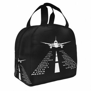 airplane Phetic Alphabet Pilot Gift Insulated Lunch Bag Thermal Bag Lunch Ctainer Aviati Plane Fighter Tote Lunch Box 18BX#