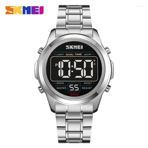 Armbandsur SKMEI 2127 Vattentät digital för män Lyxiga rostfritt stål Chrono Electronic Sports Watch Alarm Date Clock