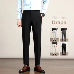 Calças masculinas 2024 Elastic Casual Style coreano Drape Business Office Business Troushers Spring Autumn Rous