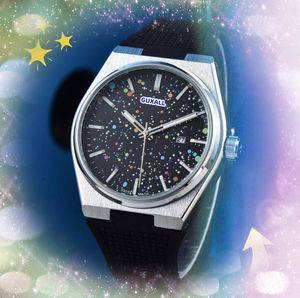 Tre stiches enkla designuppringning Businer Casual Men tittar på Auto Date Time Colorful Rubber Strap Quartz Clock President Generösa armband klockor Montre de Luxe gåvor