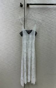 Lace patchwork jacquard camisole dress