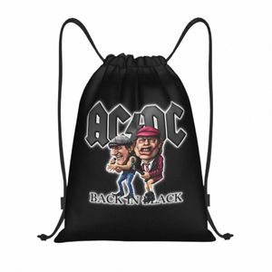 HEATTEL METAL METAL ROCK AC DC Drawstring Backpack Sports Gym Bag para homens Shop Sackpack S0QH#