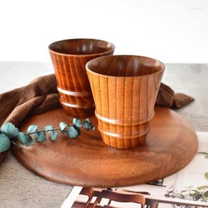 Tazze di piattini in legno naturale in legno naturale a tazza in legno di tè in legno vino non slittamento