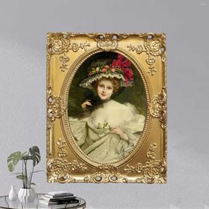 Quadros esculpidos Floral Antique Po Frame Display Pictures Cards Stand Stand Tabetrop para o quarto Retrato de casamento caseiro