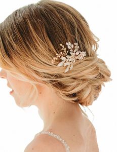 Gold Rhineste Crystal Opal Wedding Bridal Hair Side Comb Women Hair Acries Biżuteria dla kobiet H8BV#