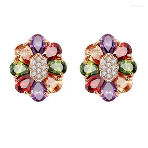 Stud Earrings YJGS Color Zircon Electroplating Colorful Rhinestone Green Copper Accesorios Mujer Jewelry Earring Holiday Gift