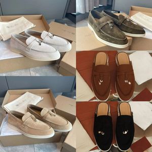 2024 Yaz Yürüyüşü Kadınlar Düz Topuk Sıradan Ayakkabı Loro Piyano Erkek Tasman Vintage Loafers Süet Elbise GÜNLÜ DERİ DERİ SEA Tasarımcı Moccasin Üzerinde Hediye Ayakkabı Üzerinde Slip