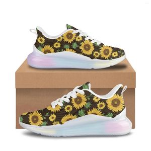 Casual Shoes Fashion Sunflower Design Outdoor Running Mesh Breattable Sport Sneakers Ainbow Gradient Color Thick Anpassad