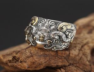 REAL 925 Sterling Silver Ancient Monster Rings for Men Top Quality Thai Silver Gothic Punk Style Open Ring Present SMycken Dropship2187627