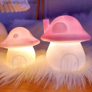 Lamps Shades Mushroom LED night light warm white bedroom desk light battery powered atmospheric landscape light living room decoration Q240416