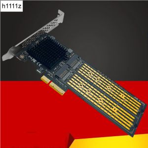 Kartlar Splitfree 2port M2 NVME PCI için PCIE Adaptörü SSD M Anahtar BM KEY PCI Express X4 Genişleme Kartı Yükseltici Düşük Profil Braket ile