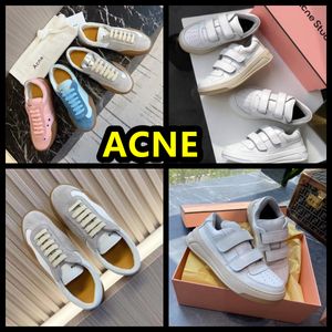 Luxus Akne Klettklasse lächelnd Frauenstrand Reise weiß rosa blaue Schuhe flacher Boden Schuhe Dicke Sohle Leder Sport Casual Schuhe Gai