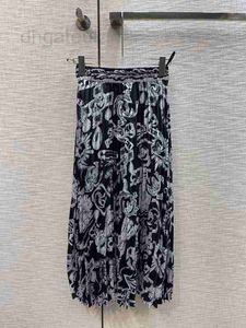 Дизайнер юбков 2024 Новый роскошный бренд All Mat Fashion Elegant Bow Print Pattern Женщины высокая талия A-Line Long юбка 4147
