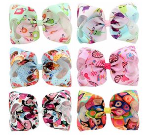 6pcslot 8039039 Big Butterfly Hairpin Doughnut Unicorn Ice Cream Print Grosgrain Ribbon Bow Alligator Clips Girls Accessori6842657