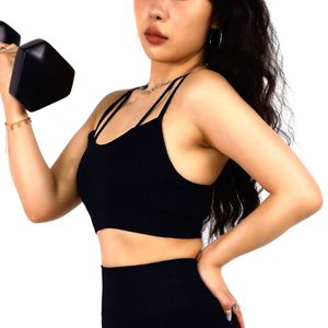 Lu Nude Align Women's Training Sports Fiess Vest Shockproof Gathering Yoga Bra Cross Back Wearing and Comfort Lemon Gym Running Workout