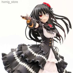 Action Toy Figures 23CM Anime DATE A LIVE Figure Tokisaki Kurumi Retro Black Dress Changeable Face Model Ornaments 30th Anniversary Collection Toys Y240415