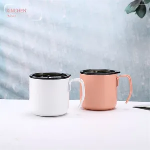 Tassen Edelstahl Kaffeetasse mit Deckel American Style Tea Milk Tasse Anti-Fall-Reisen-Wärmeisolierung Zeichnen