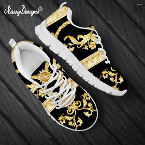 Casual Shoes Noisydesigns Golden Barque Victorio Style Flats For Female Unisex Black White Sneakers Women's Mesh Zapatos Mujer