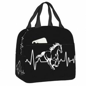 custom Riding Horse Heartbeat Lunch Bag Cooler Thermal Insulated Lunch Boxes for Women Kids Work School Food Picnic Tote Bags I0Fr#