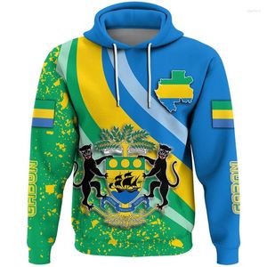 Men's Hoodies Africa Gabon Map Flag 3D Print For Men Clothes Patriotic Tracksuit National Emblem Graphic Sweatshirts Male Hoody Tops