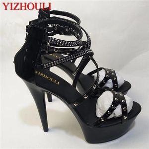 Dance Shoes Noble Rivet Embellished Heels Enticing 15cm Thin Heel Model Stage Show