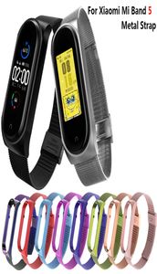 För Mi Band 5 Metal Strap rostfritt stål Antilost Zinc Alloy Metal Strap för Xiaomi Mi Band 5 Armband Milanese Band9491809