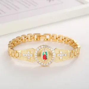 Länkarmband Sally's Paradise Religion Jewelry Virgin Mary High Quality Zircon for Men and Women Gift L3005