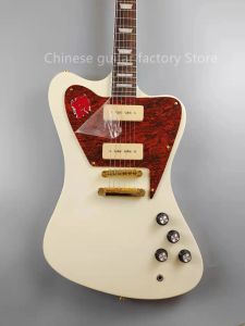 Cables Firebird Electric Guitar Creamy White Gold Accessories P90 Pickups Mahogny Body Spot Sale gratis frakt Fast sändning