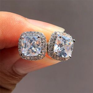 Luxury Stud Earrings For Men Women Shining Diamond CZ Zircon Earring Silver Fashion Jewelry Gift brincos