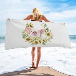 Handtuchblume Sonnenblumen Cartoon Schweinebad Bad für Erwachsene Zuhause Essentials Sommer Schwimmstrand schnell trockne Gesicht trocknen