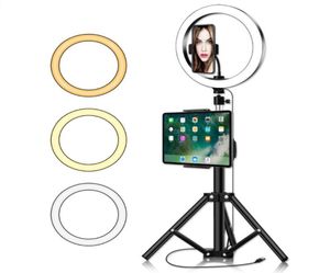 PO Studio Selfie Led Ring Light med mobiltelefoninnehavare stativ för YouTube Live Stream Makeup Cell Mounts Holder2745612