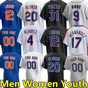 20 Pete Alonso 2024 Jersey de beisebol Mets Francisco Lindor Custom Justin Verlander Edwin Diaz Kodai Senga Javier Baez Starling Marte Jacob DeGrom Darryl Strawberry