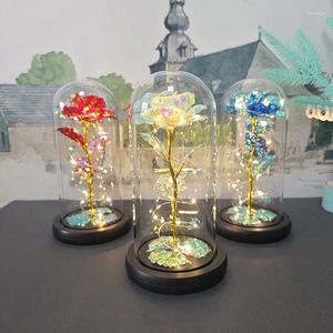 Decorative Flowers Rose Light Eternal LED Glass With Butterfly Artificial Galaxy Lamp Valentines Day Gift For Girlfriend Mother's