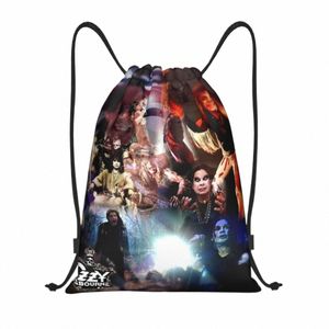 Anpassad Ozzy Osbourne Prince of Darkn Drawstring Bags Män Kvinnor Lätt tunga metallband Rock Sports Gym lagring Ryggsäck P9MW#