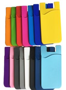 Silicone Wallet holders Cash Pocket Sticker 3M Glue Adhesive Stickon ID Holder Pouch For Mobile Phone XDJ1972078008