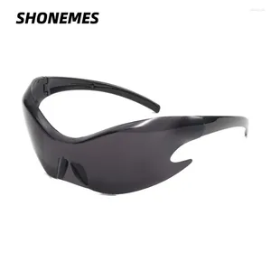 Güneş Gözlüğü Shonemes Büyük boyutlu çembersiz büyük çerçeve y2k gölgeler açık UV400 güneş gözlükleri erkekler için kadınlar