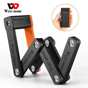 West Biking Foldable Bicycle Lock Mtb Road Security Antitheft Cycling Scooter Electric Bike Chain Accessories 240418