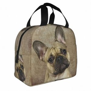 French Bulldog Thermal Isolated Lunch Bag Kvinnor Kids Cids Contuable Pet Dog Lunch Box For School Office Work Picnic Food Tote Bags B1PR#
