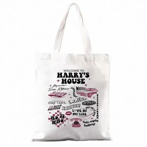 Witamy w Harry's House Pattern Canvas Tote Bag Torba Najlepszy prezent dla fanów Harry'ego HS Merch Essentials dla miłośników muzyki torba sklepowa Q5QH#