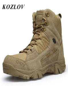 Stövlar militära fotled män casual skor laceup äkta läder vattentätt arbetsverktyg Mens Tactical Army Botas Hombre Bot7189490