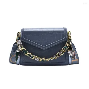 Bag Soft PU Elegant Lace Scarf Handbag For Women 2024 Gold Chain Ladies