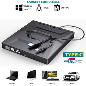 USB 3.0 Typ C externe DVD -Multifunktionskarte Recorder CDDVD Player DVD RW Optical Drive Mac OS -Fenster XP7810 240415