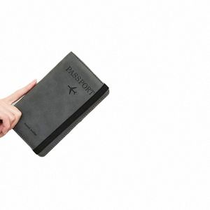 Эластичная полоса кожаная паспортная крышка RFID Блокирование для карт Travel Passport Holder ID Document Document Bank Dosper Dosper Case G0CU#