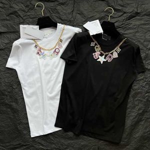 Kadın T-Shirt Tasarımcısı 2024 Lüks Marka Suer Ain Neck Katı Tişörtler Kadınlar Kısa Kol O boyun rahat gevşek baskı tees High Street Qofp